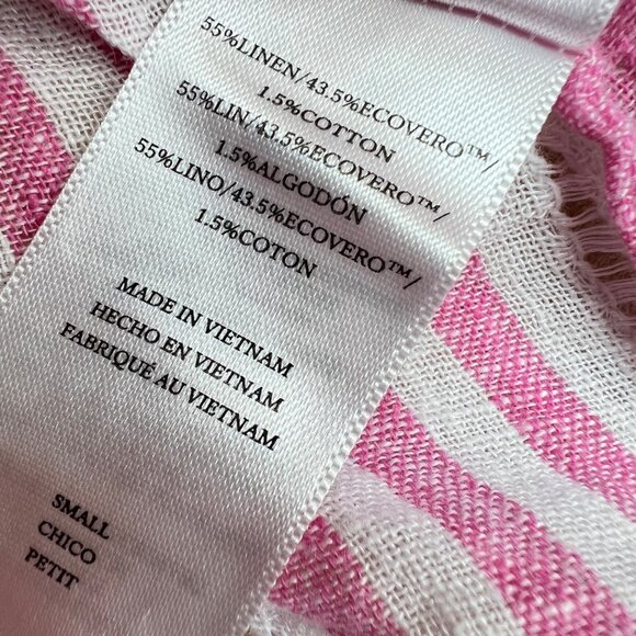 Rails Jamie Kokomo Stripe Linen Blend Short Sleeve Blouse Pink White Size Small - Picture 11 of 14